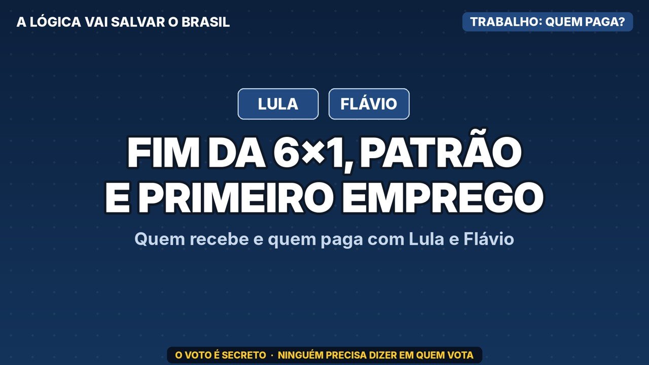 Fim da 6x1, patrão e primeiro emprego: Lula e Flávio